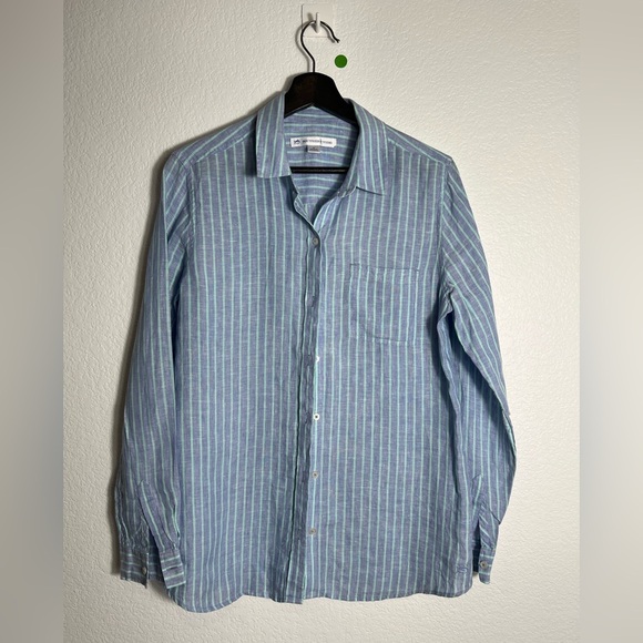 Southern tide Blue Striped 100% linen Men's Shirt S - Picture 1 of 6